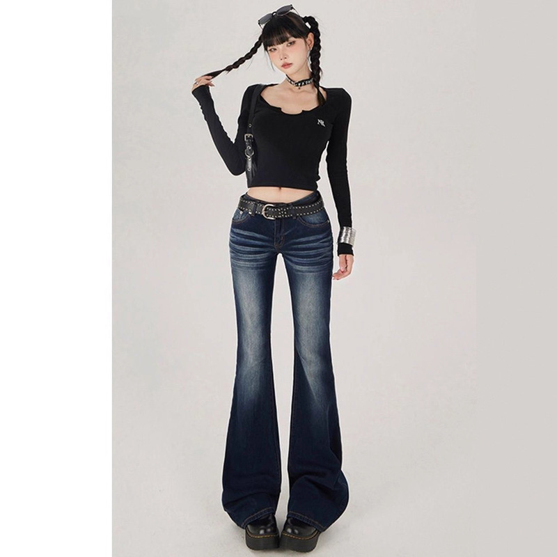American Nostalgic Bootcut Jeans for Women 2025 Autumn and Winter New Sexy Low-Waist Slimming Look Versatile Stretch Flared Pants American Nostalgic Bootcut Jeans for Women 2025 Autumn and Winter New Sexy Low-Waist Slimming Look Versatile Stretch Flared Pants
