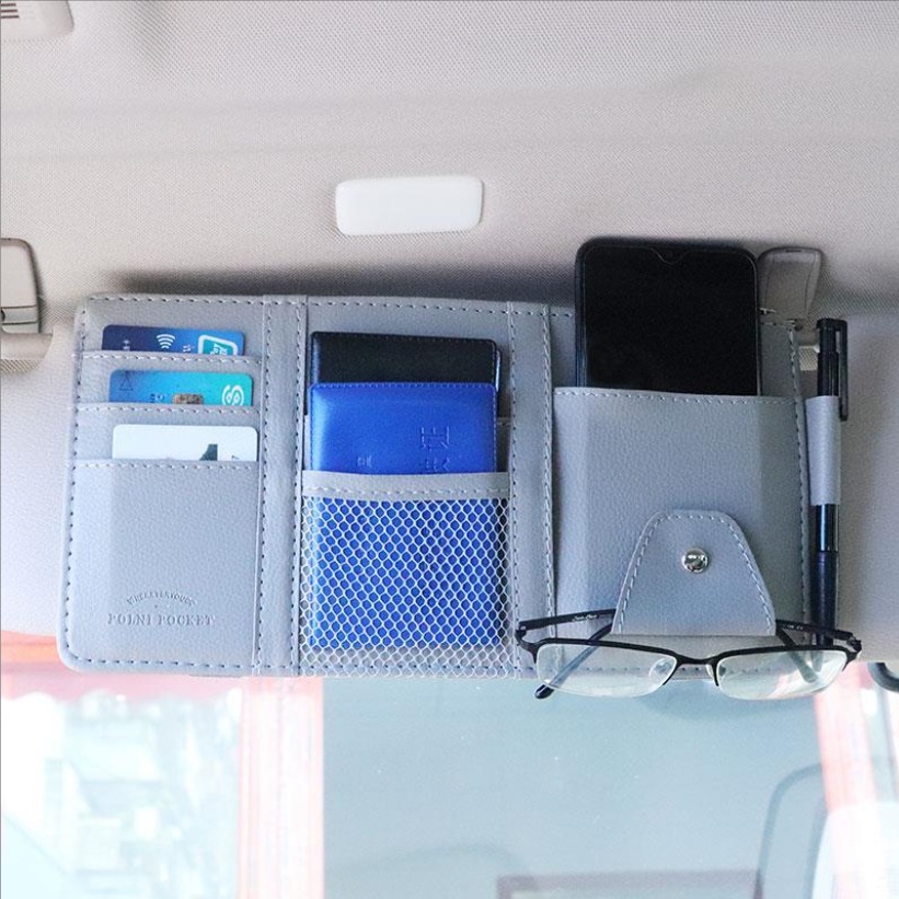 多功能车载收纳袋遮阳板套卡片夹驾驶证票据卡包汽车用眼镜夹