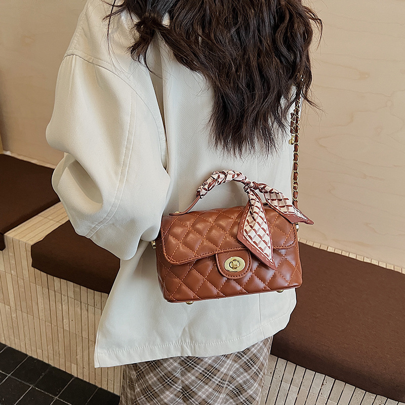 菱格链条包包女式2025新款秋冬小众设计单肩斜挎包时尚韩版手提包|undefined