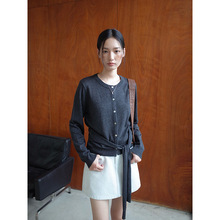 MMC DITION针织开衫女秋季新款韩系设计感高级绑带收腰显瘦羊毛衫