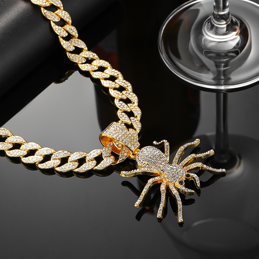 Unisex Gender IG Style Hip-Hop Spider Alloy Inlay Rhinestones Unisex Pendant Necklace Necklace Pendant Men Pendant Necklaces