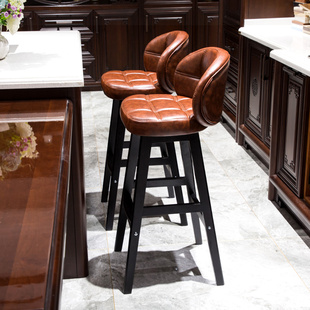 High Stool Home Chair Bar Stool Solid Wood Bar Chair Accessible Luxury Bar Table and Chair Modern Simple High Stool Bar Chair