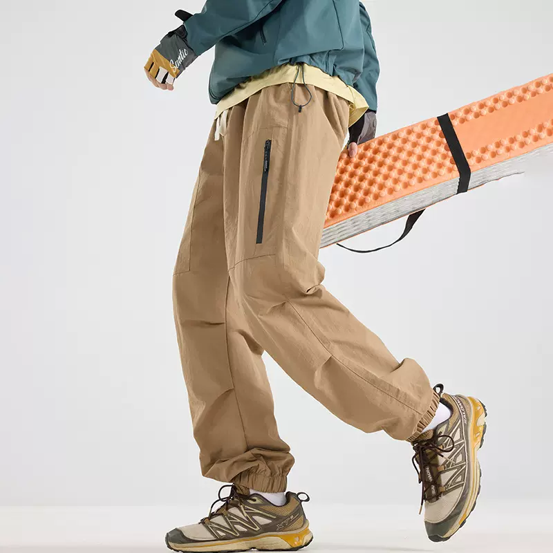 美式户外冲锋工装裤男春秋速干防泼水登山机能侧链宽松休闲长裤女