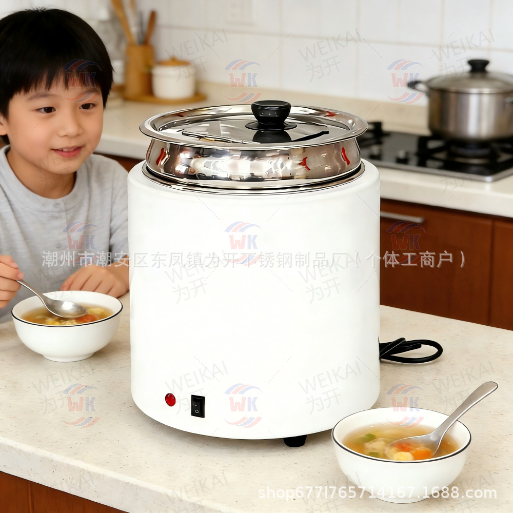 Olla de sopa caliente de acero inoxidable seca 10l comedor escolar cubo de aislamiento térmico del Hotel calefacción eléctrica comercial 304 olla de sopa de grado alimenticio image 3
