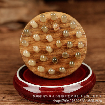 厂家直供牛角按摩梳腹部按摩牛角梳全身通用筋络按摩梳