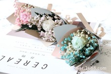 迷你玫瑰满天星永生花汽车出风口花束北欧简约ins韩式礼品礼物