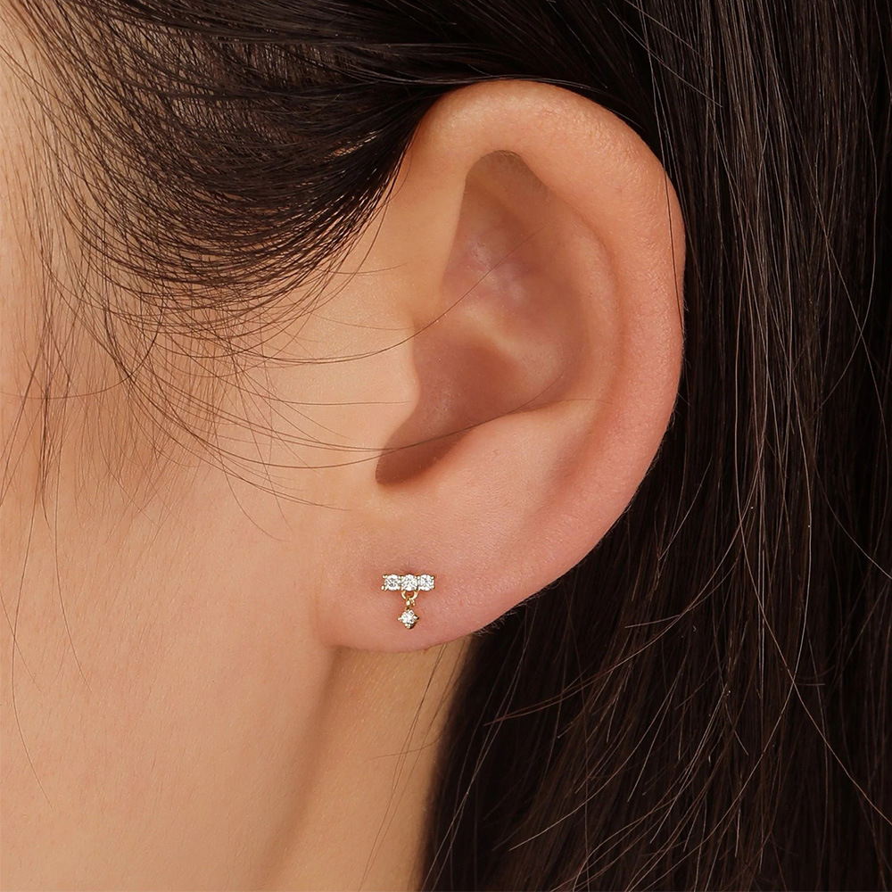 Fashion Geometric Water Droplets S925 Sterling Silver Inlay Zircon Earrings 1 Pair