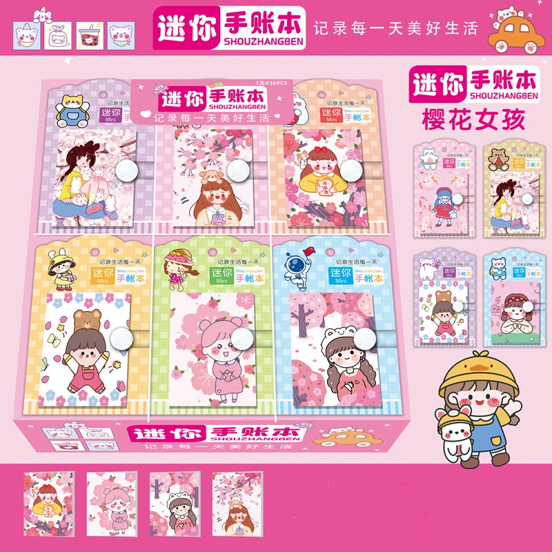 Mini pocket notebooks, cartoon covers, 5×7 cm, set of 36 for elementary students