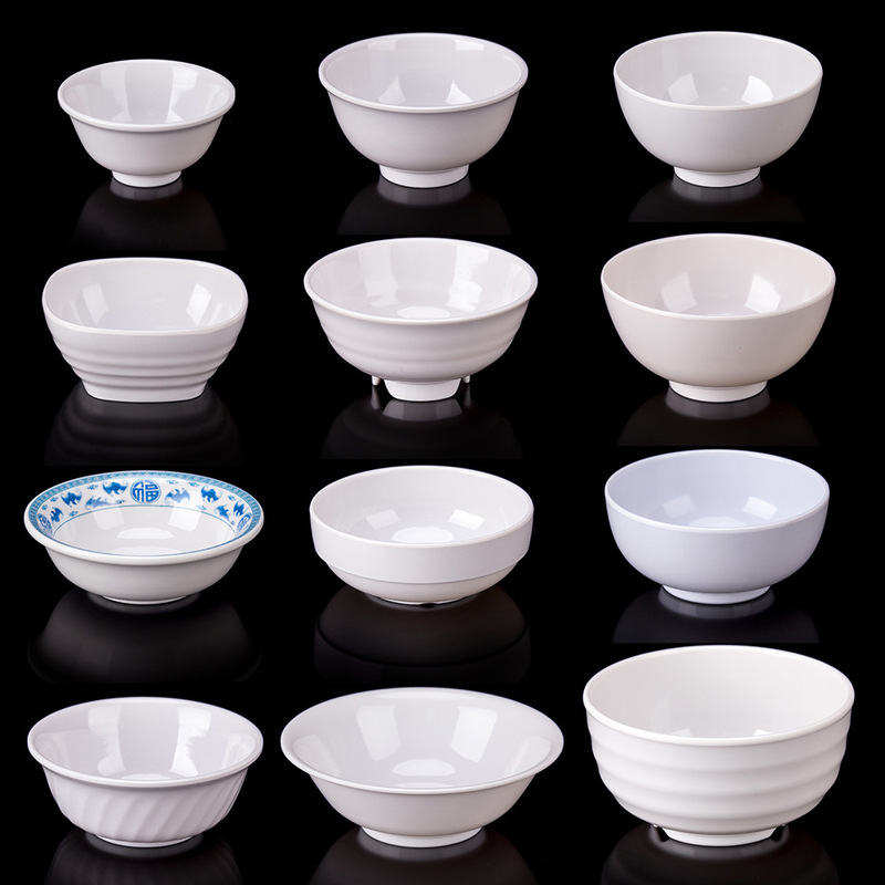 White Melamine Small Soup Bowl Hot Pot Shop Dipping Sauce Seasonings Bowl Canteen Restaurant Rice Bowl Dessert Bowl Hotel Plastic Tableware