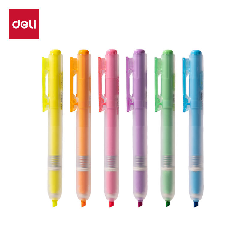 Deli Retractable Highlighter Pen, Drawing Pen, Key Point Marker, Student Journal Marker, Colored Pen for Marking Deli Retractable Highlighter Pen, Drawing Pen, Key Point Marker, Student Journal Marker, Colored Pen for Marking