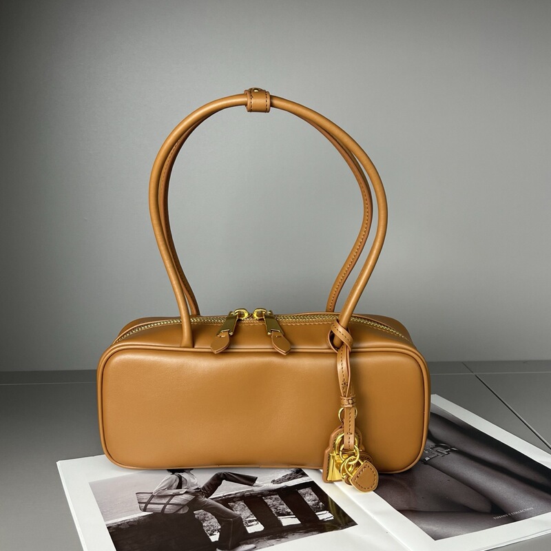 25Miu Series New Long Handle Bowling Boston Pillow Bag Commuter Versatile Shoulder Handbag Trendy Women's Bag