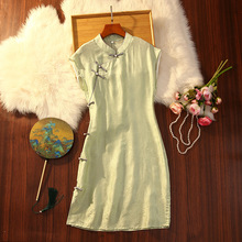 诚招代理2025年夏季提花纯色文艺复古改良旗袍中国风3747