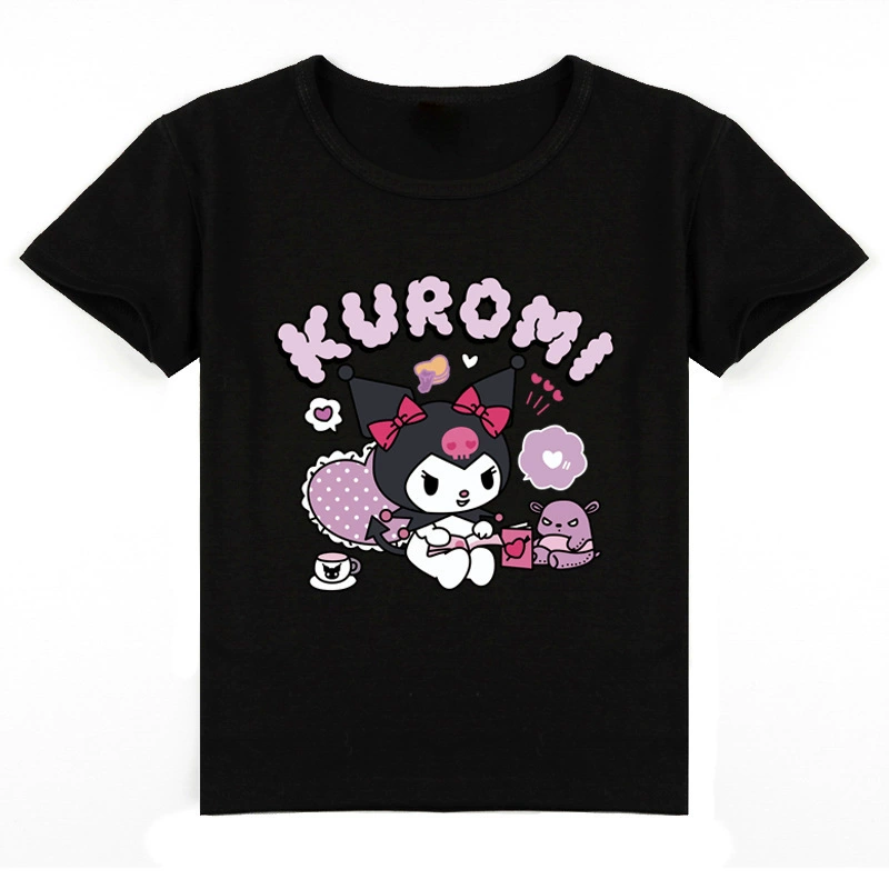 Кросс -бордер е -коммерс детская одежда Kuromi Kuromi мода печать короткий - рукав T -футболка лето K442