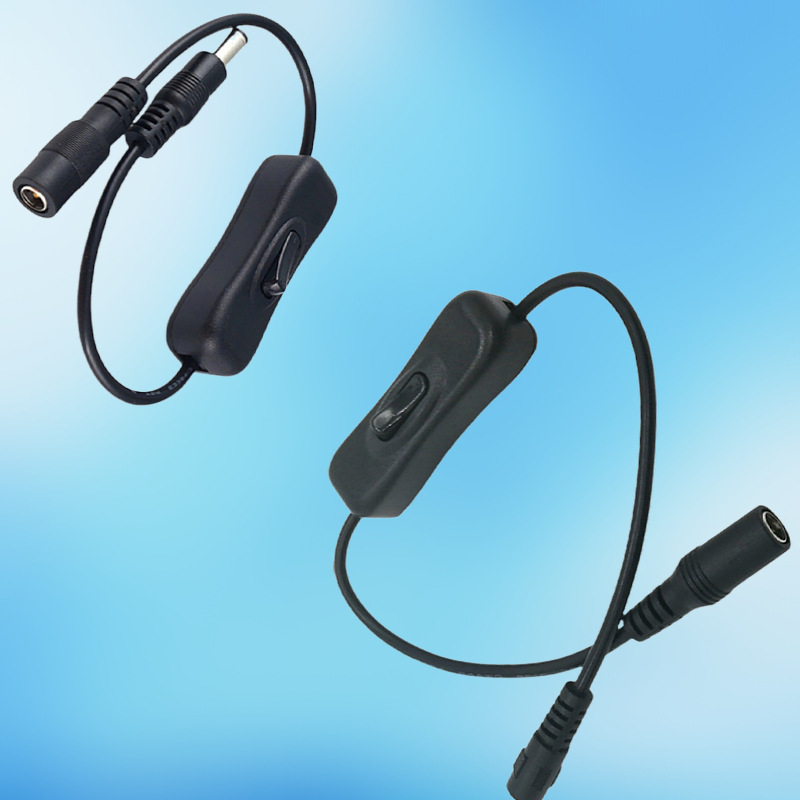 Manufacturer Wholesale 12V24V Black 5521Dc Male Plug to Female 304 Switch Line Dc Power Cord Wire