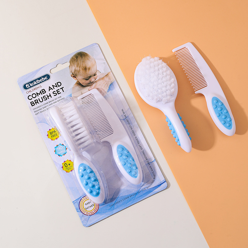 Envase inglés transfronterizo para champú para bebés, juego de cepillos para baño, cepillo suave para baño, peine pequeño