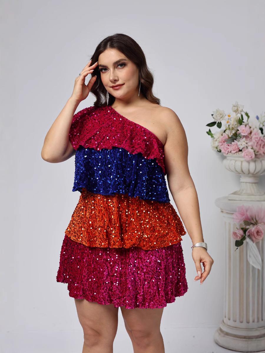 Vestido de talla grande vestido de fiesta de lentejuelas vestido de princesa vestido corto de cumpleaños 2025 vestido