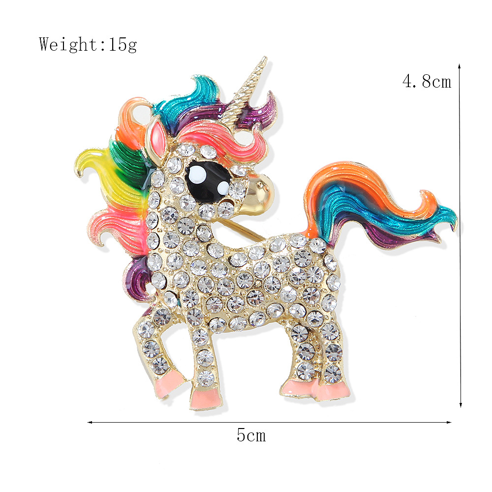 Rhinestones Inlay Material Cute Pin Alloy Enamel Plating Inlay Rhinestones Unisex Brooches