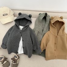 儿童毛衣外套2025秋季新款韩版男女宝宝可爱连帽针织开衫婴儿秋装