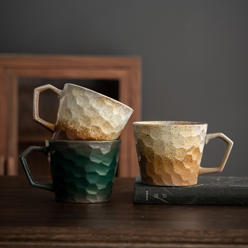 Retro stoneware mug Japanese-style hand-cut noodle Milk Cup Kiln Art Cup simple ceramic hand coffee cup Retro stoneware mug Japanese-style hand-cut noodle Milk Cup Kiln Art Cup simple ceramic hand coffee cup