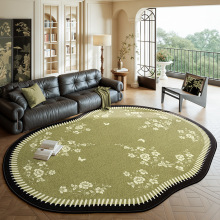客厅地毯卧室免洗可擦法式中古沙发茶几地垫防水防污家用异形绿色