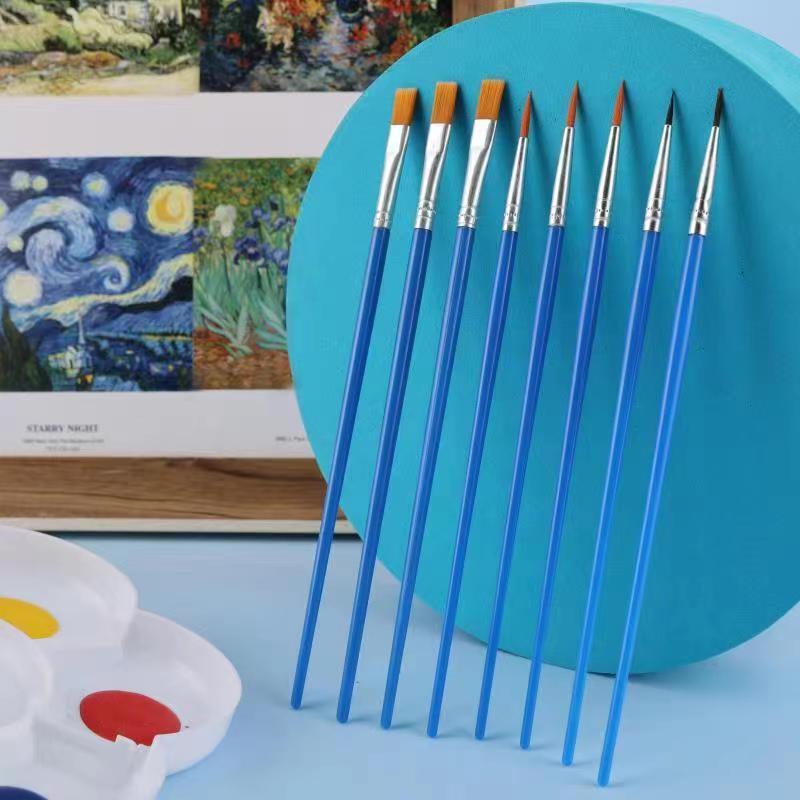 新型の水粉の油絵の筆のナイロンの毛の塾の子供の絵画の筆の平頭の斜めの頭の絵の具の油絵の筆のセット|undefined