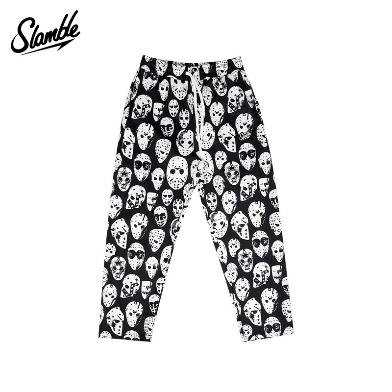SLAMBLE美式直筒高弹运动休闲篮球睡裤长裤男女满印潮宽松个性侣