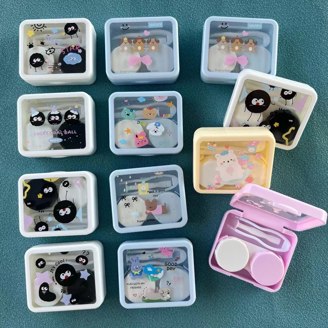 新款开天窗隐形眼镜盒夏日可爱美瞳盒可便携折叠迷你厂家直卖批发