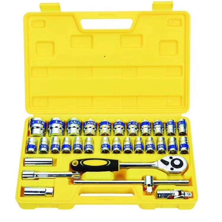 成泰蓝带32件套筒扳手铬钒钢套筒组套扳手 汽保维修家用组套工具