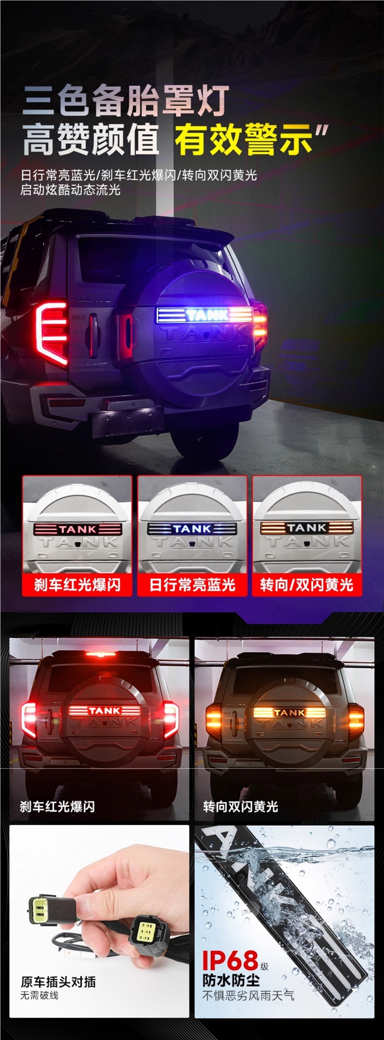 Tank 400Hi4T Spare Tire Cover with Light Mecha Third Generation All-Inclusive Tire Protective Cover Original Color Off-Road Special Accessories