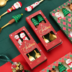 国境を越えたクリスマスステンレス食器の新しいクリスマスの大サイズの人形スプーンフォークのデザートスプーンのコーヒースプーンのギフトスプーン