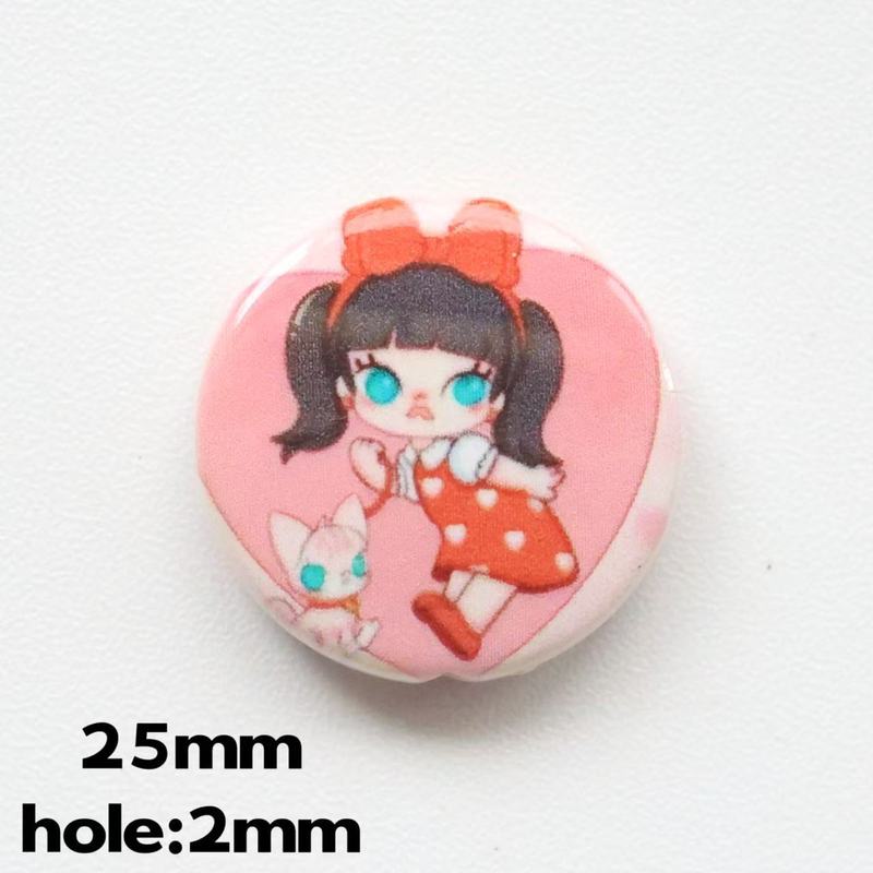 25mm印花圆片泡泡玛特SP星星人拉布布 直孔DIY串珠手机链包挂材料|undefined