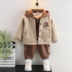男の子春秋スーツ2025子供用おしゃれ新作男の子クールでハンサムな服ベビー春服韓国風3点セット
