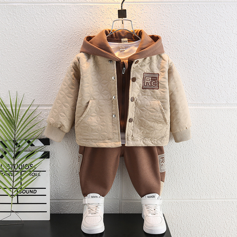 男の子春秋スーツ2025子供用おしゃれ新作男の子クールでハンサムな服ベビー春服韓国風3点セット|undefined