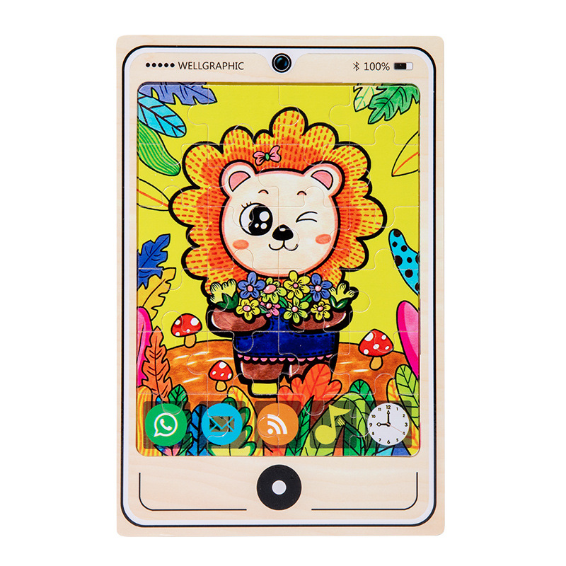 Madera 22 modelos de teléfonos móviles rompecabezas dibujos animados para niños rompecabezas plano de madera educación temprana para bebés juguetes intelectuales útiles