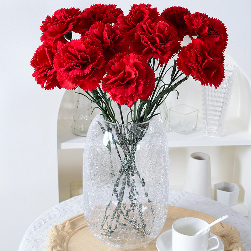 Simulated Single-Head Carnation Mother's Day Teacher's Women's Day Gift Artificial Flower Bouquet Fake Flower Home Decor Artificial Flower