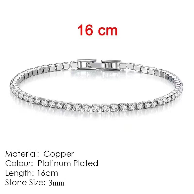 3mm 다이아몬드 팔찌(화이트 골드) 체인 길이 16cm
