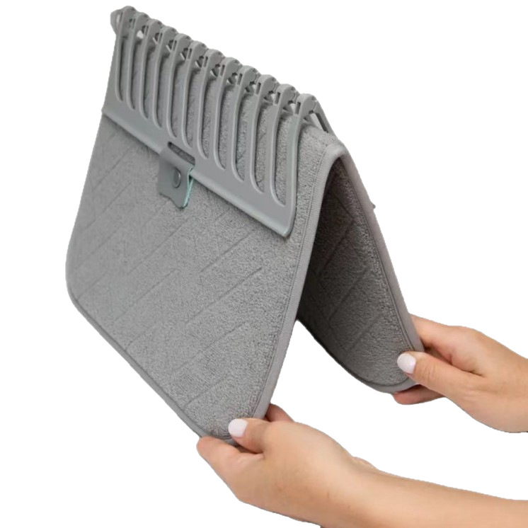 Nuevo tipo de cojín de absorción de microfibra, cojín de drenaje plegable, estante de almacenamiento de platos de cocina, estante de almacenamiento de platos de mesa