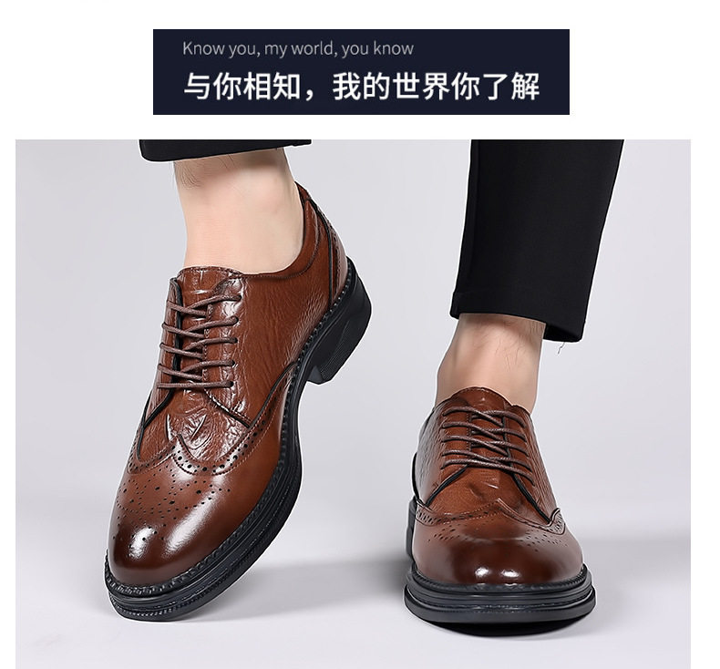 Giày da công sở nam thủ công cao cấp da bò thật, đế dày, kiểu dáng thanh lịch — PZ7105 màu nâu, PZ7105 màu đen chi tiết 16