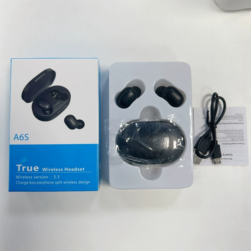 True wireless earbuds E6/E7/A6S, Bluetooth 5.2, compact charging case, multi-color options