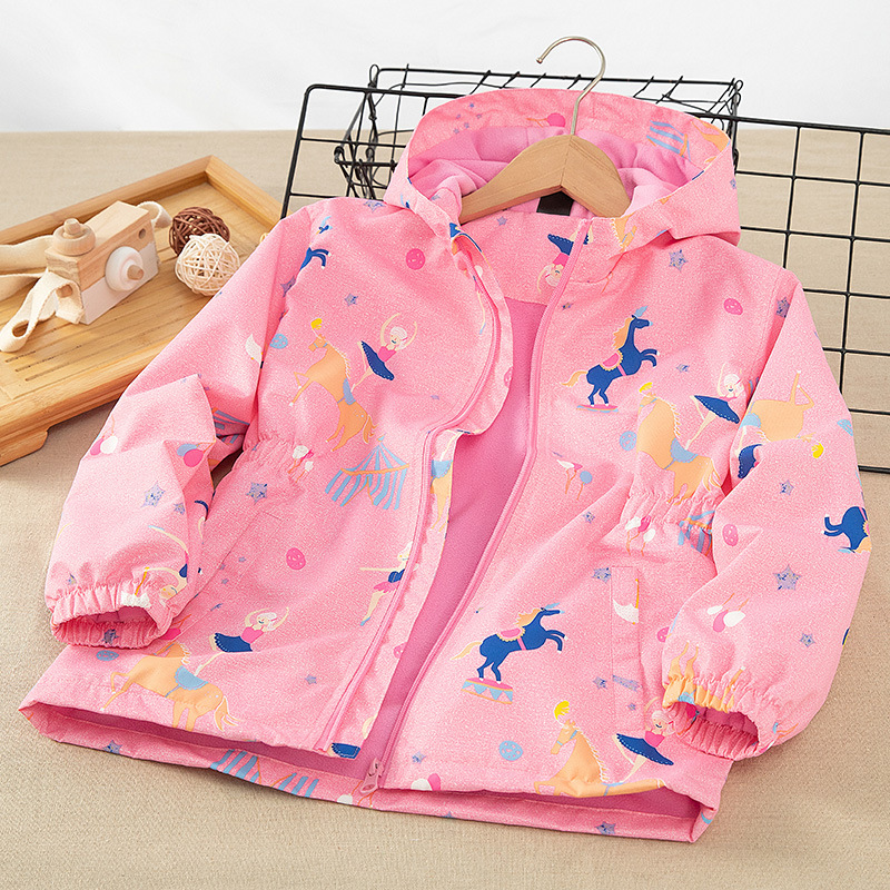 Children's clothing, spring and autumn, medium and large children's style mid-length windbreakers, girls' velvet warm clothes, girls' jackets, children's jackets