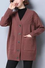 加肥加大码女秋装新款针织外套女士洋气宽松胖妈妈开衫毛衣外搭