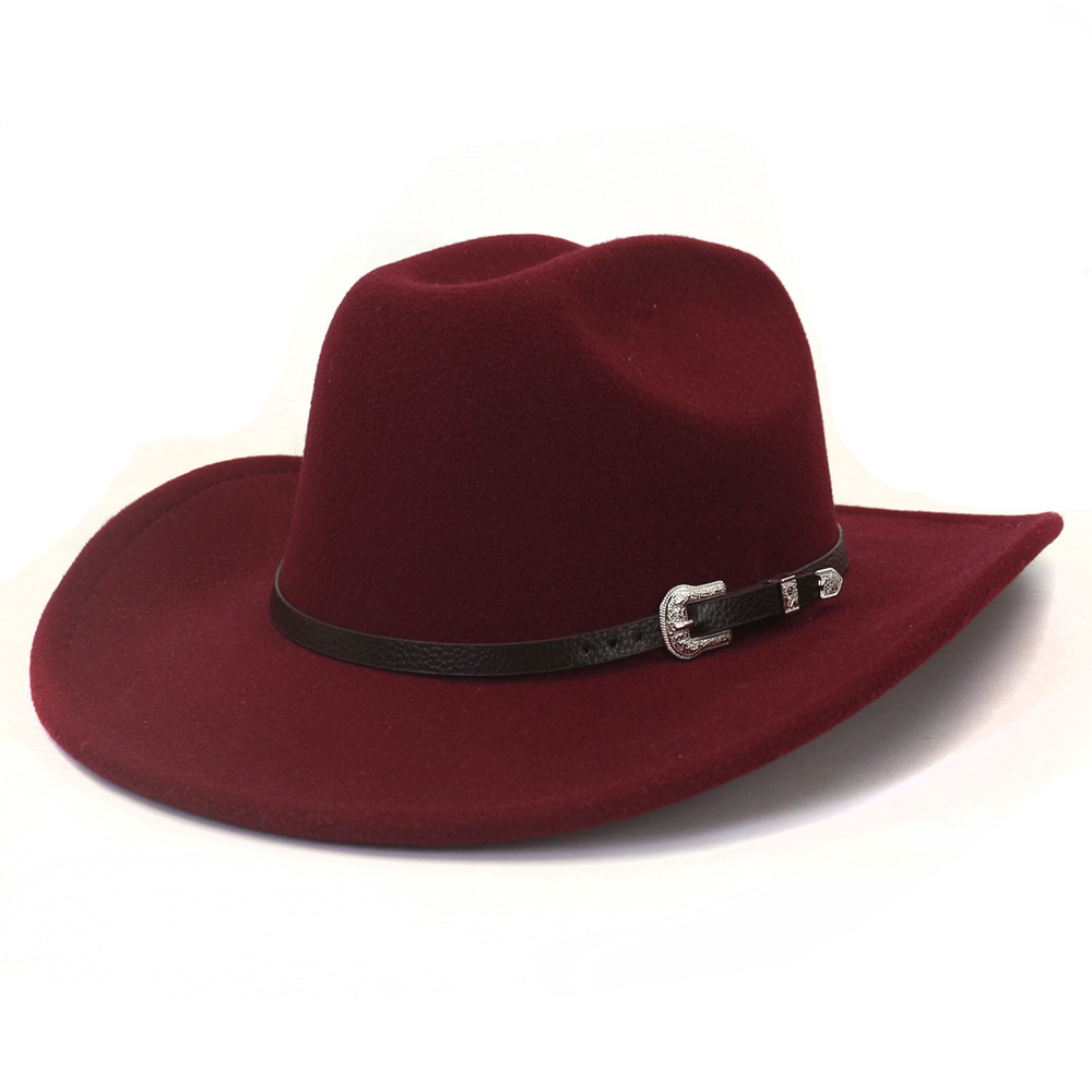 Unisex Basic Cowboy Style Solid Color Big Eaves Fedora Hat display picture 3