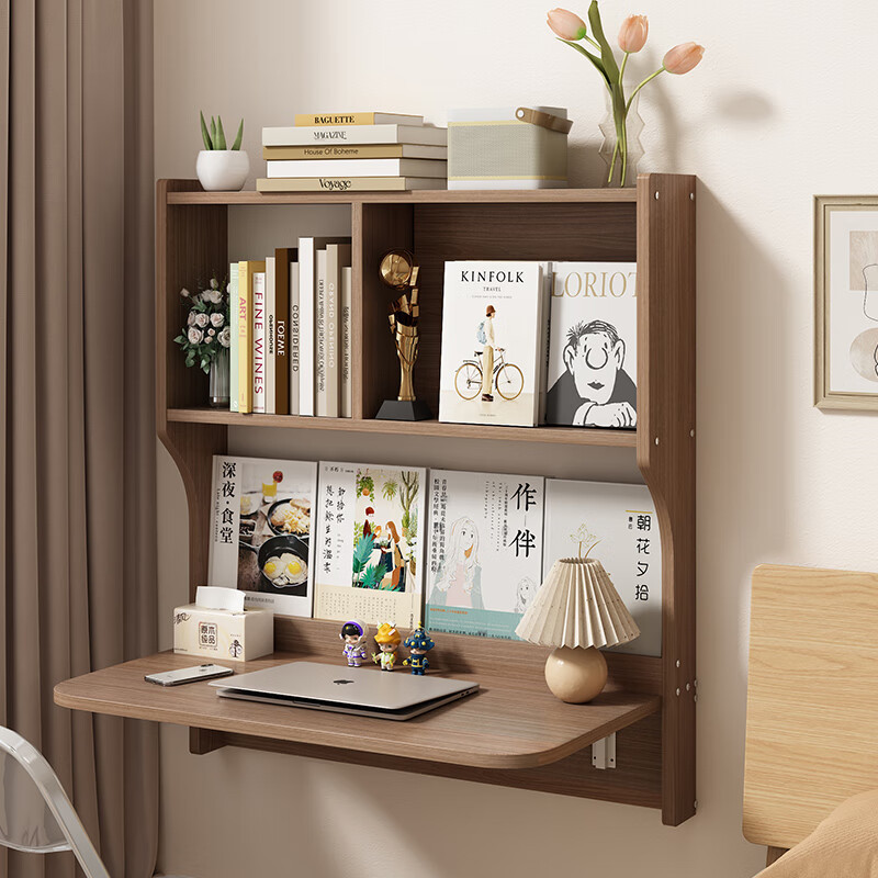 Suspended Wall-Mounted Folding Desk, Bedside Floating Wall Desk, Bookshelf Integrated Bedside Study Table Suspended Wall-Mounted Folding Desk, Bedside Floating Wall Desk, Bookshelf Integrated Bedside Study Table