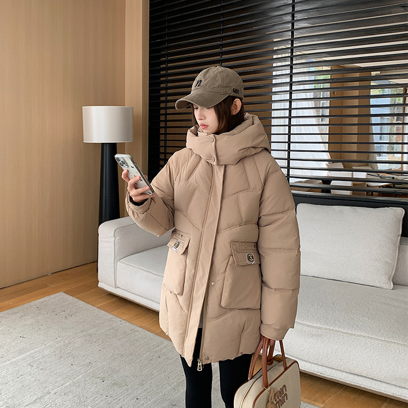 2025 nueva chaqueta de algodón encapuchada de tamaño grande chaqueta de algodón cálida de moda versión casual de algodón grueso chaqueta de mujer gruesa