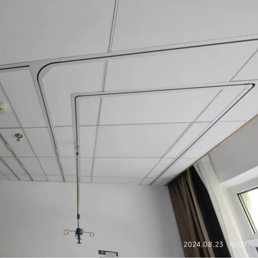 医院内嵌式输液轨道铝合金烤漆暗装隔帘轨道暗藏式输液导轨