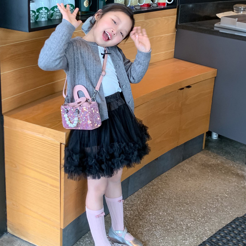 Moda coreana de sequillas niñas bolso de hombro dulce perla bolso de mano bebé nuevo mini bolso para niños