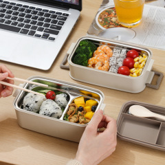 Factory Direct Supply Student Office Worker Lunch Box Microwave Heating Insulated Meal Box Large Capacity Stainless Steel Rice Bowl