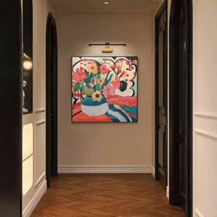 Purely Hand-Painted Flower Still Life Oil Painting "Spring Rhythm" Simple Retro Style Simple Entrance Aisle Restaurant Hanging Painting