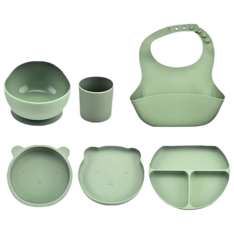 Cross-border children's silicone tableware set Baby food supplement bowl Child Silicone Tableware Set 4