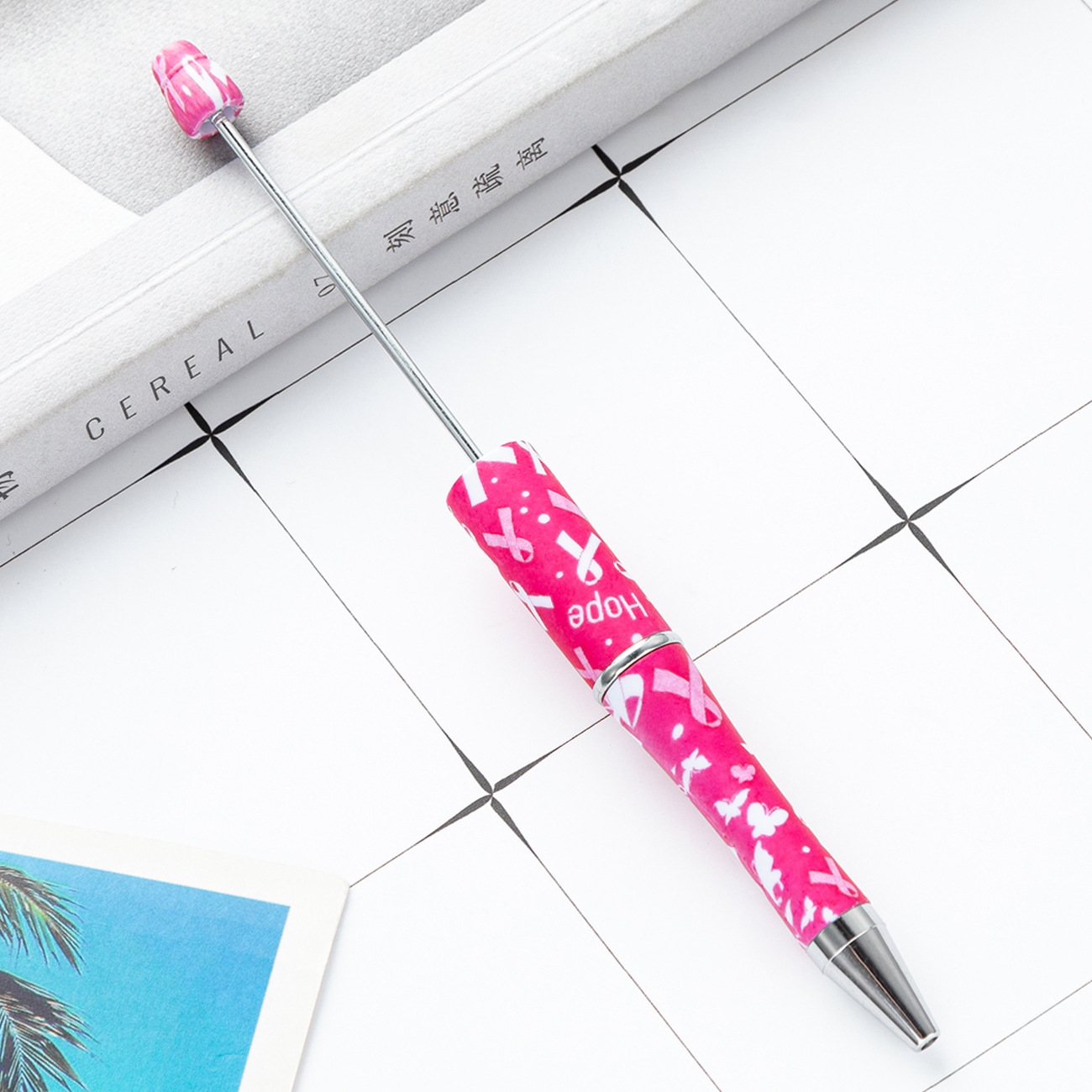 Diy plástico creativo mano de leopardo flor de cuentas al por mayor de alto valor de impresión plástico cuentas